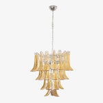 Amber Glass Lily Chandelier – Handcrafted Murano Style Pendant Light