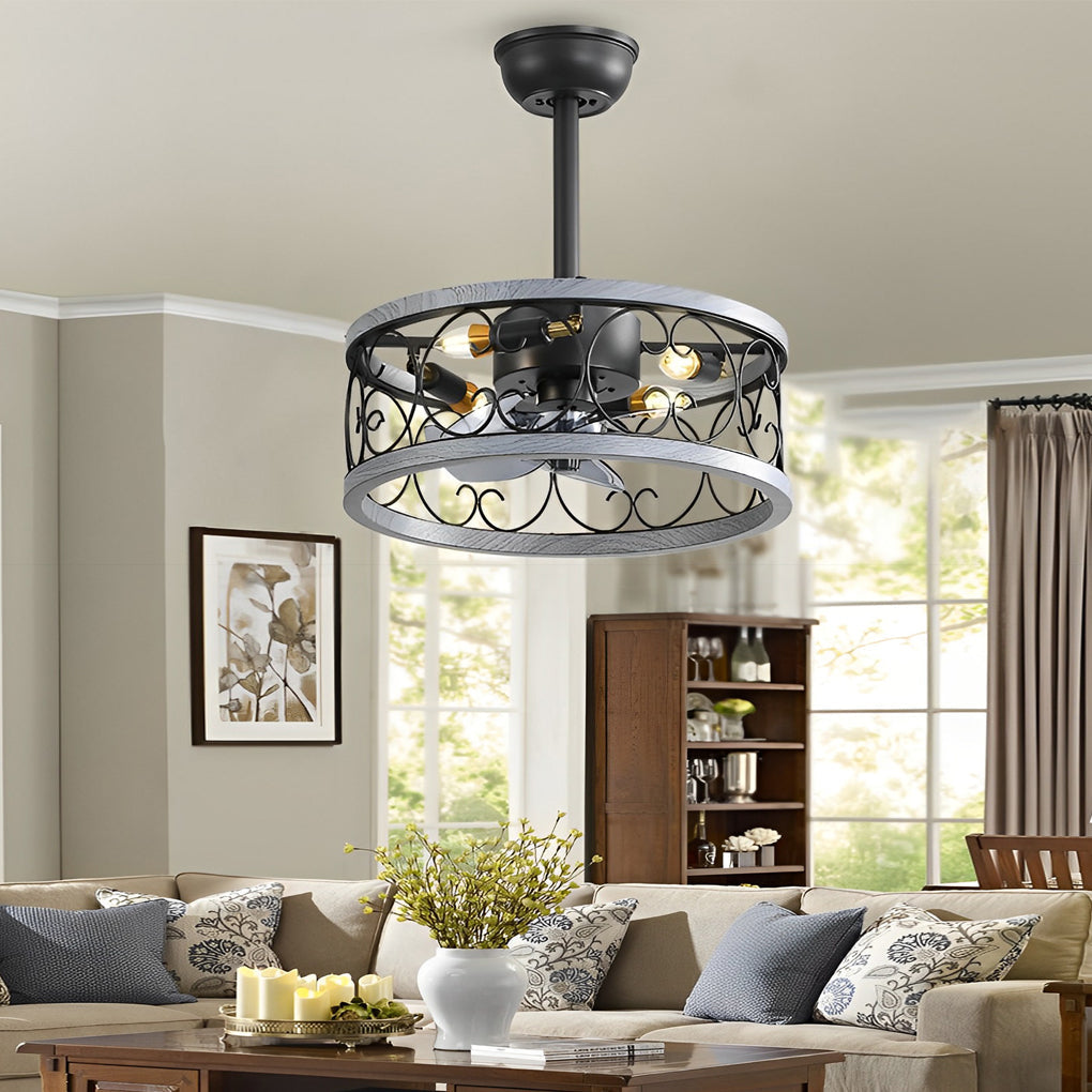Retro Led Bladeless Ceiling Fans With Remote Ha084443