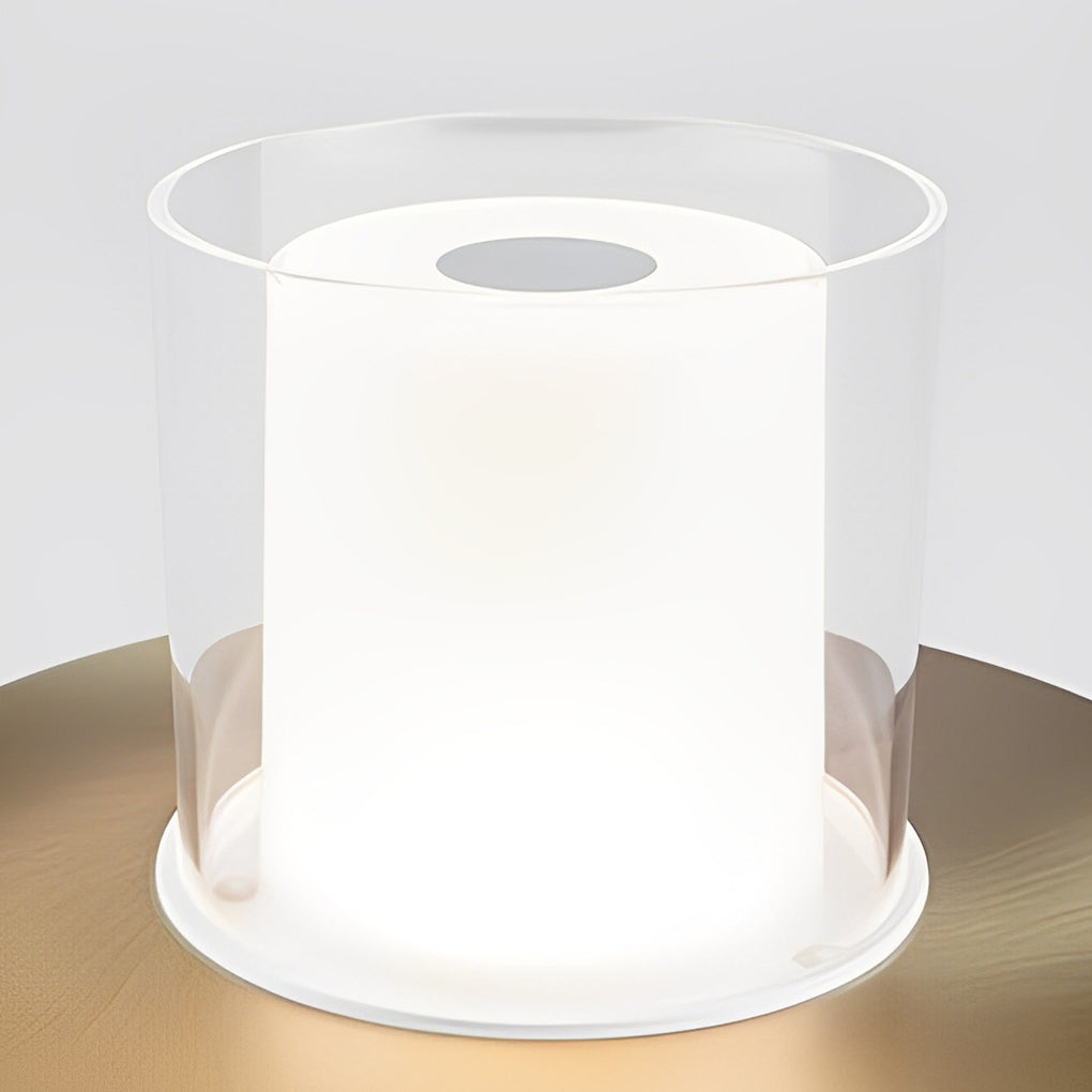Modern Cordless Cylinder Candle Table Lamp With Dish Base