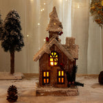 Artisan Wooden Christmas Village Houses with Warm Glow