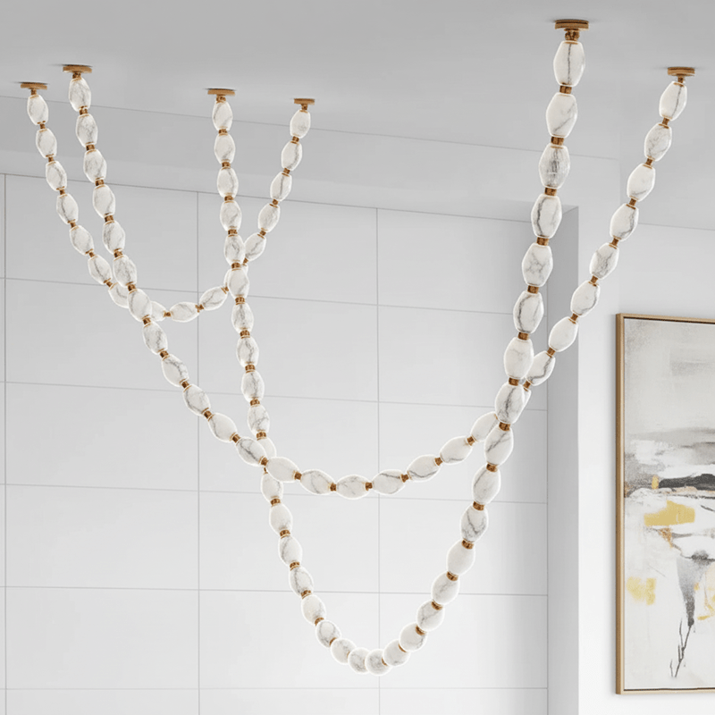 Riviere Glass Chain Chandelier – Modern Linear LED Pendant Light