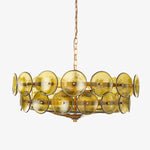 Solaris Disc Glass Chandelier – Two-Tier Gold & Murano-Style Glass Pendant
