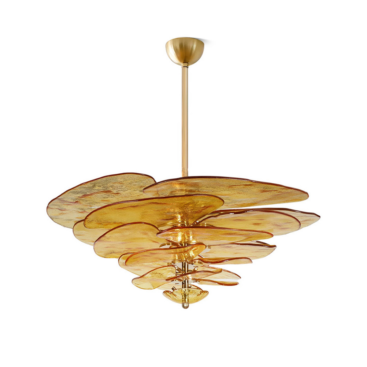 Petals Glass Chandelier – Hand-Blown Art Glass Pendant Light in Gold