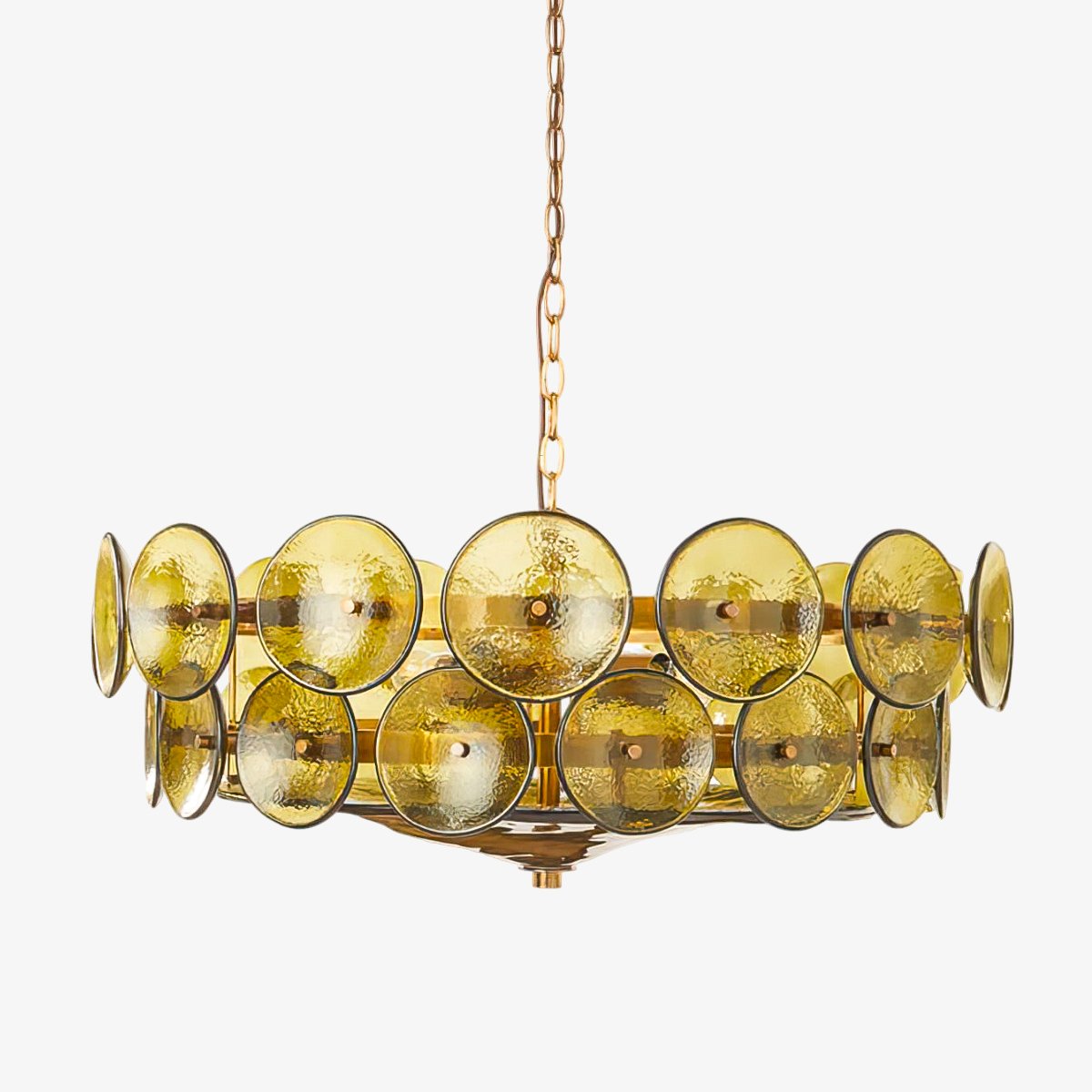 Solaris Disc Glass Chandelier – Two-Tier Gold & Murano-Style Glass Pendant