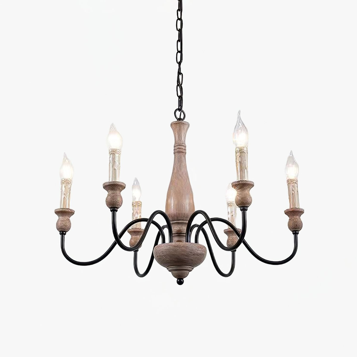 Willowbrook Farmhouse Chandelier – Rustic Wood & Metal 6-Light Pendant