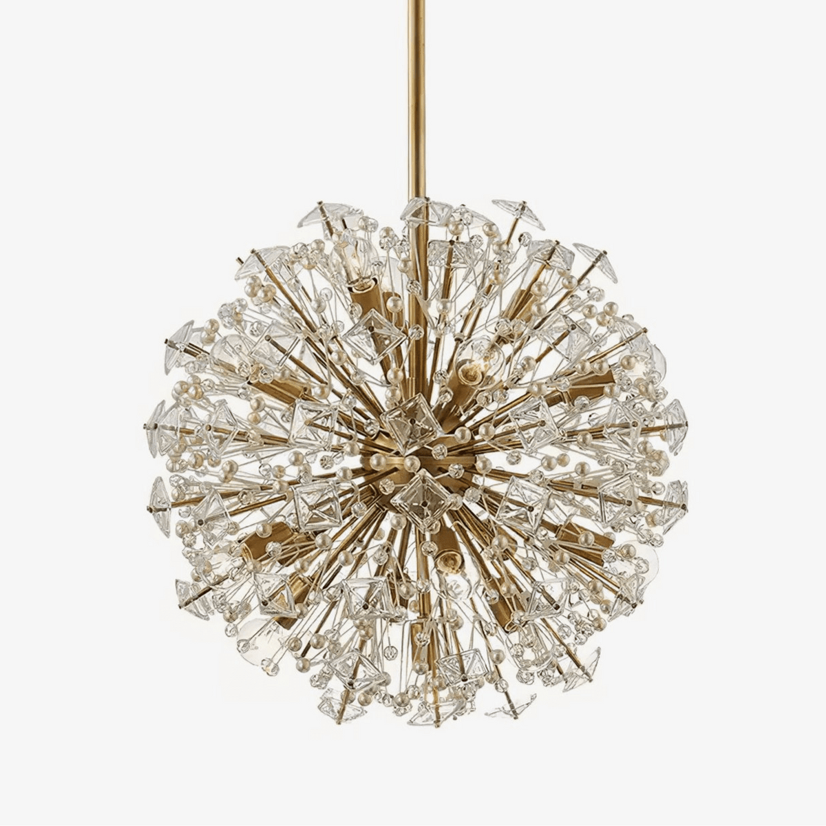 Dickinson Crystal Chandelier — Modern Gold Starburst Pendant Light for Dining Room and Foyer