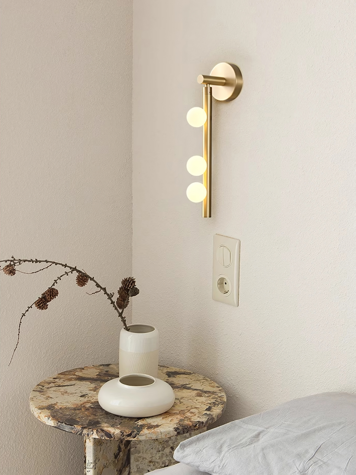 Brass Glass Tube Plug In Wall Lamp