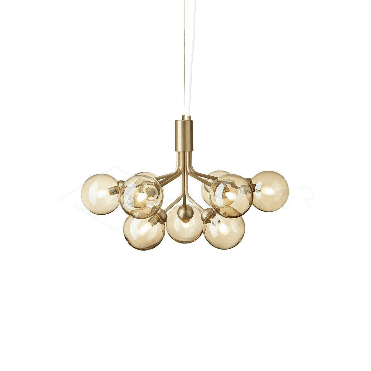 Artisan Glass Globe Cluster Chandelier in Brass or Black