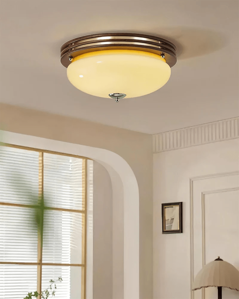 Tranquil Sphere Wood Grain LED Flush Mount Ceiling Light