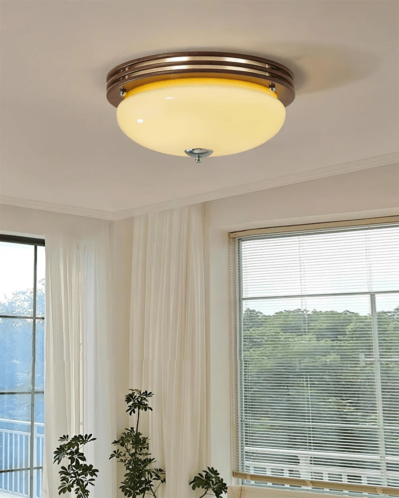 Tranquil Sphere Wood Grain LED Flush Mount Ceiling Light