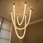 Pearl Glass Ball Chandelier – Modern Gold LED Pendant Light