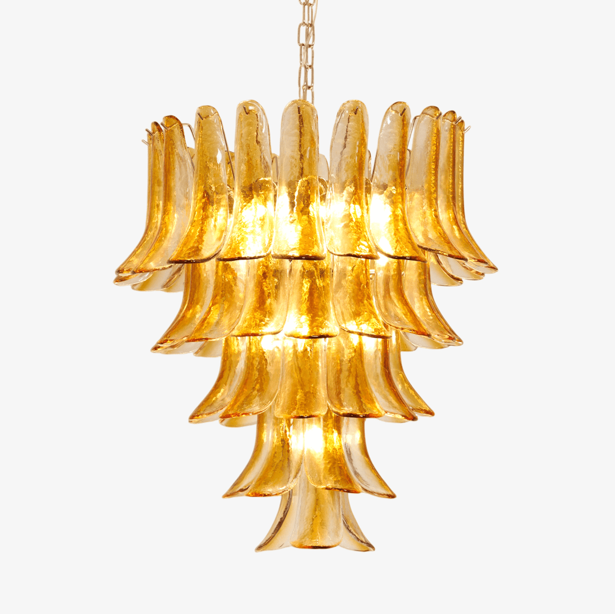 Amber Glass Lily Chandelier – Handcrafted Murano Style Pendant Light