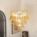 Amber Glass Lily Chandelier – Handcrafted Murano Style Pendant Light