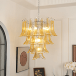 Amber Glass Lily Chandelier – Handcrafted Murano Style Pendant Light