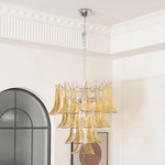Amber Glass Lily Chandelier – Handcrafted Murano Style Pendant Light