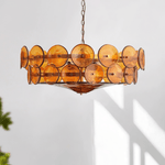 Solaris Disc Glass Chandelier – Two-Tier Gold & Murano-Style Glass Pendant