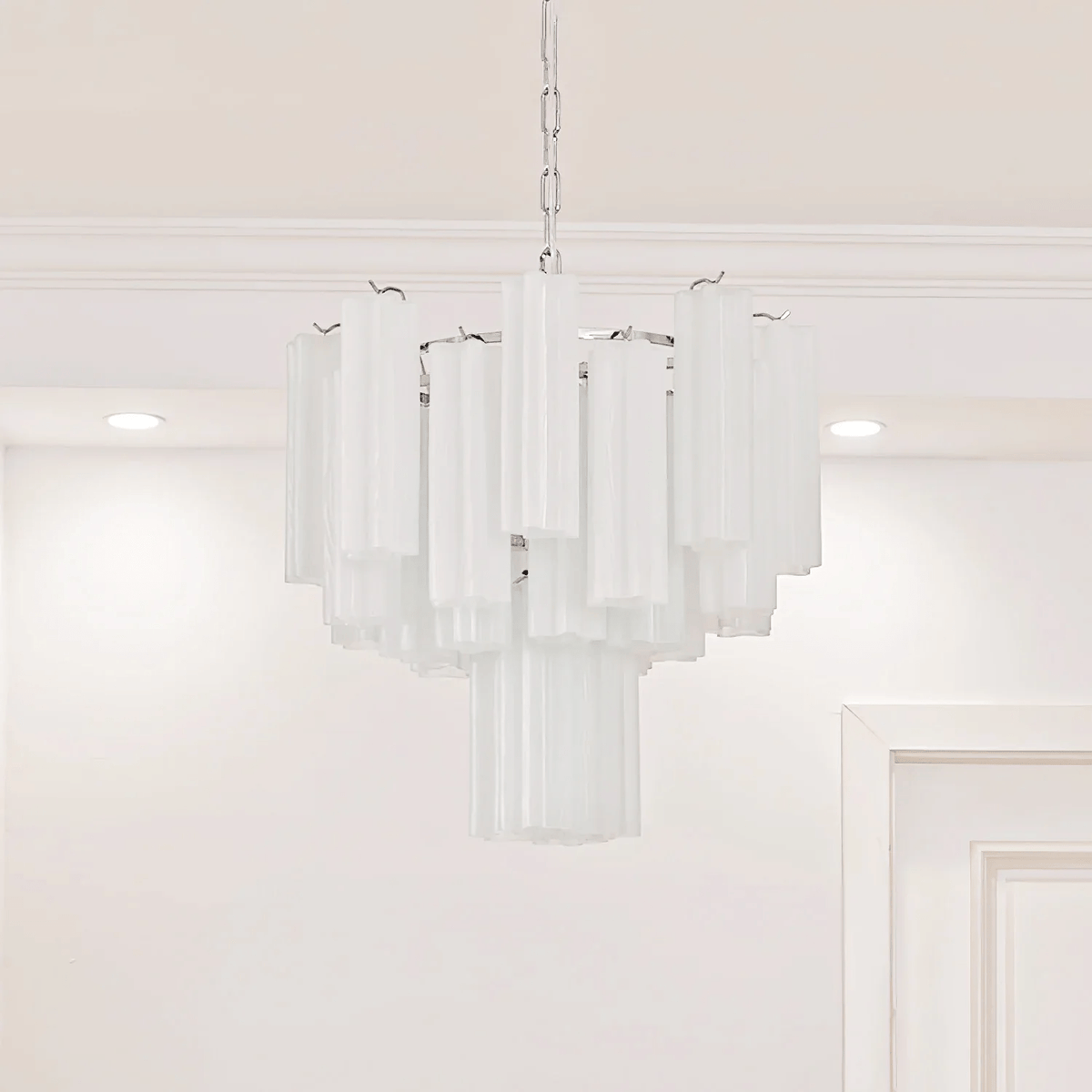 Frosted Mist Glass Tube Chandelier for Modern Interiors