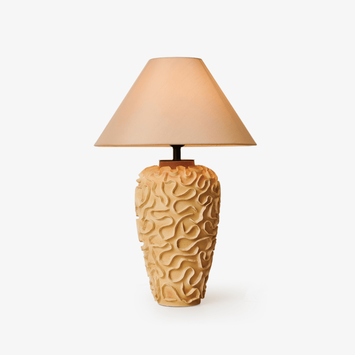 Marelo Ceramic Table Lamp with Fabric Shade for Living Room and Bedroom