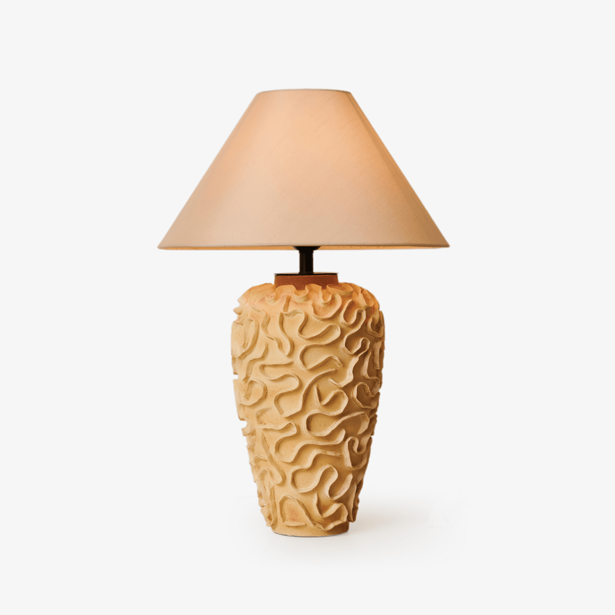 Marelo Ceramic Table Lamp with Fabric Shade for Living Room and Bedroom