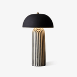 Stria Table Lamp – Hand-Painted Ceramic & Matte Black Dome Shade