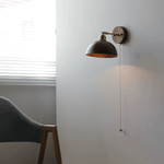 Rhett Wall Sconce with Pull Chain in Brass and Walnut