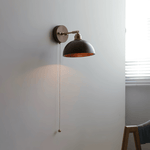 Rhett Wall Sconce with Pull Chain in Brass and Walnut