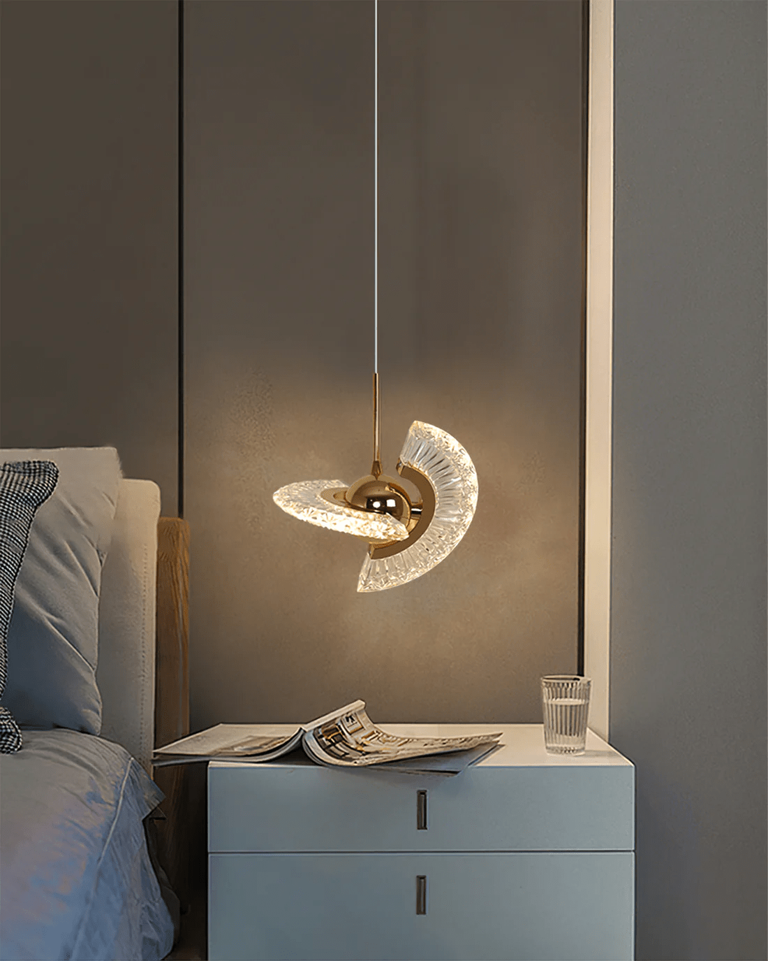 Zyra Modern Brass LED Pendant Light for Dining Room and Living Room