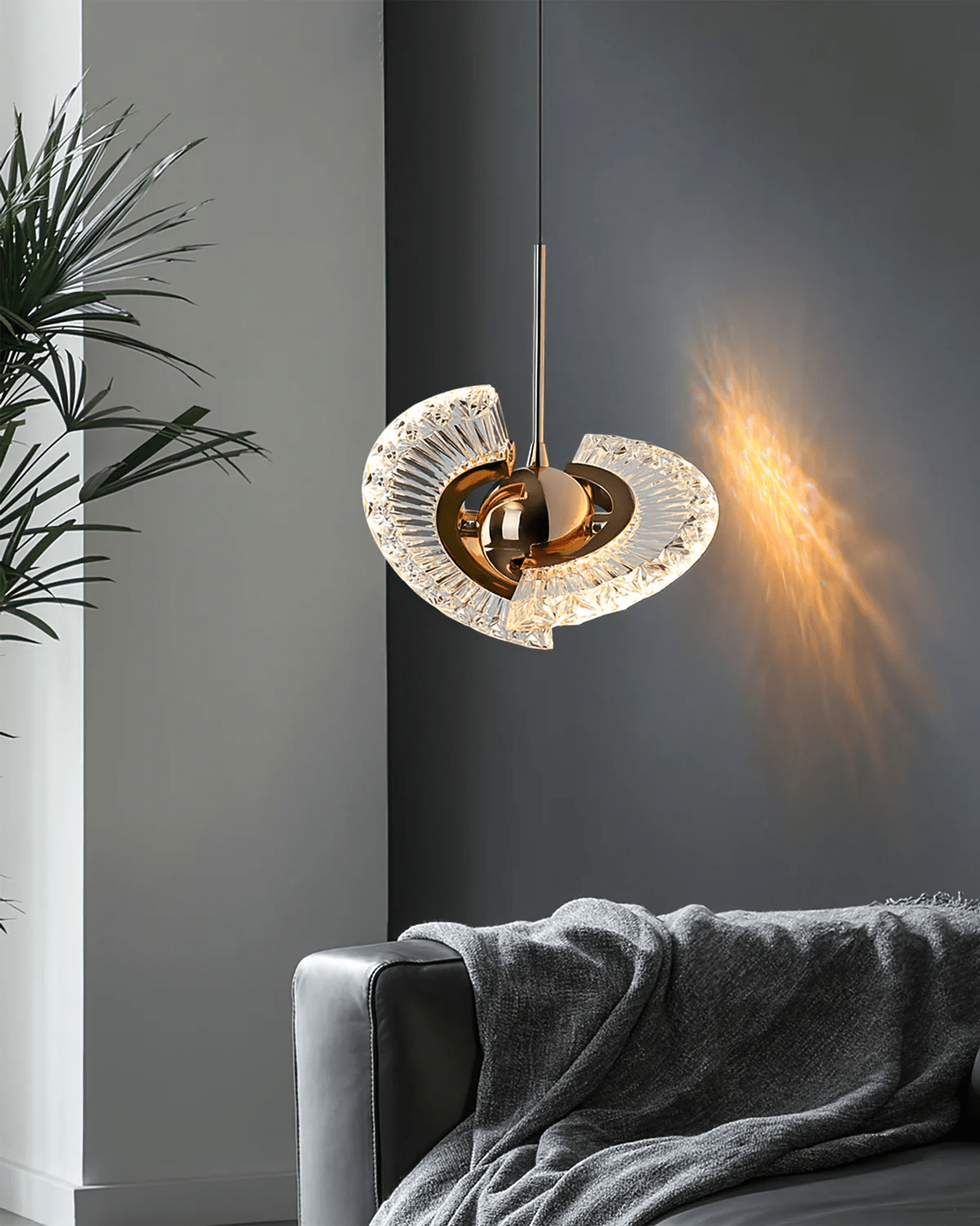 Zyra Modern Brass LED Pendant Light for Dining Room and Living Room