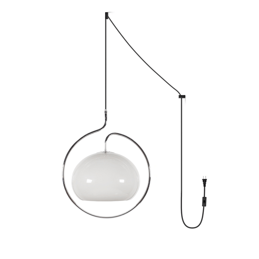 Medieval Swag Pendant Light in Chrome with Cream Glass Shade