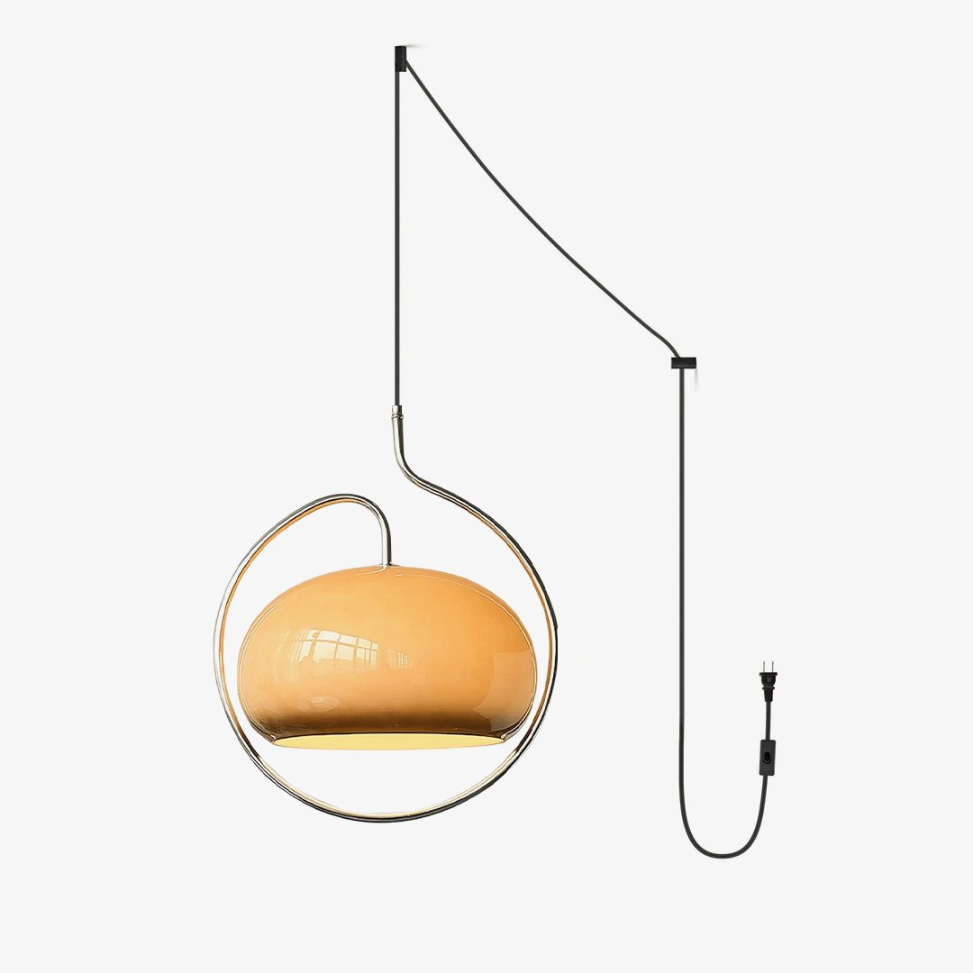 Medieval Swag Pendant Light in Chrome with Cream Glass Shade