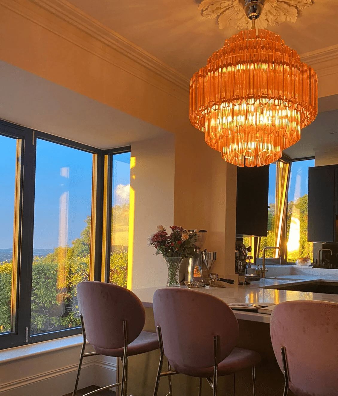 Pink Palermo Glass Chandelier | Modern Designer Pendant Light