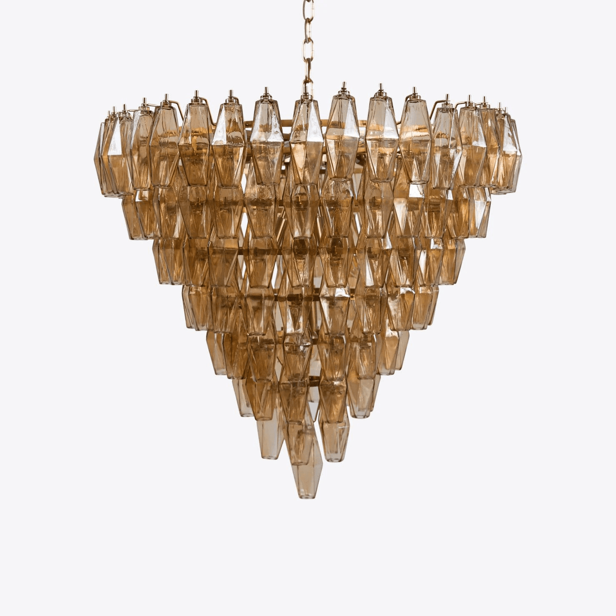 Asti Glass Prism Chandelier in Gold Finish for Modern Interiors