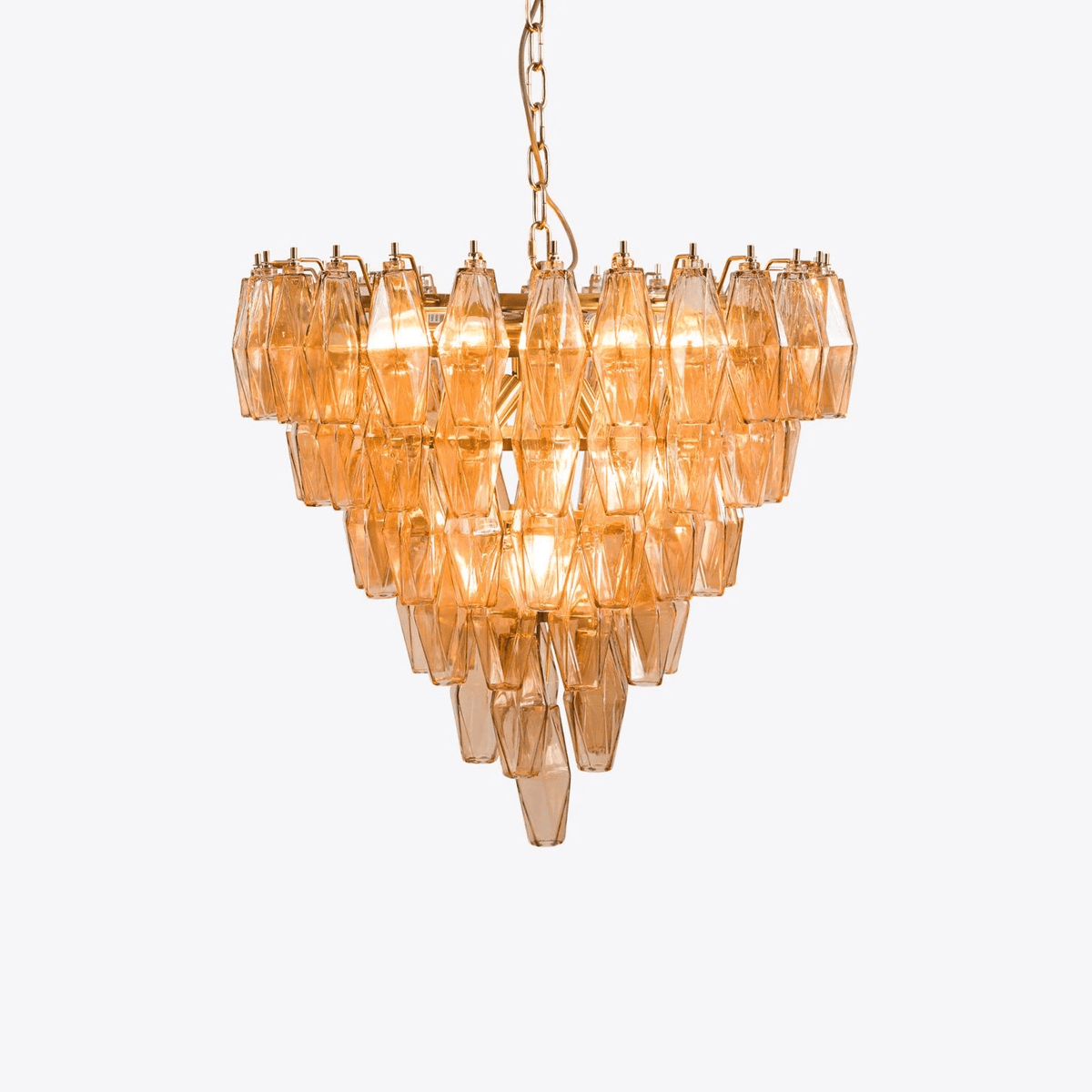 Asti Glass Prism Chandelier in Gold Finish for Modern Interiors