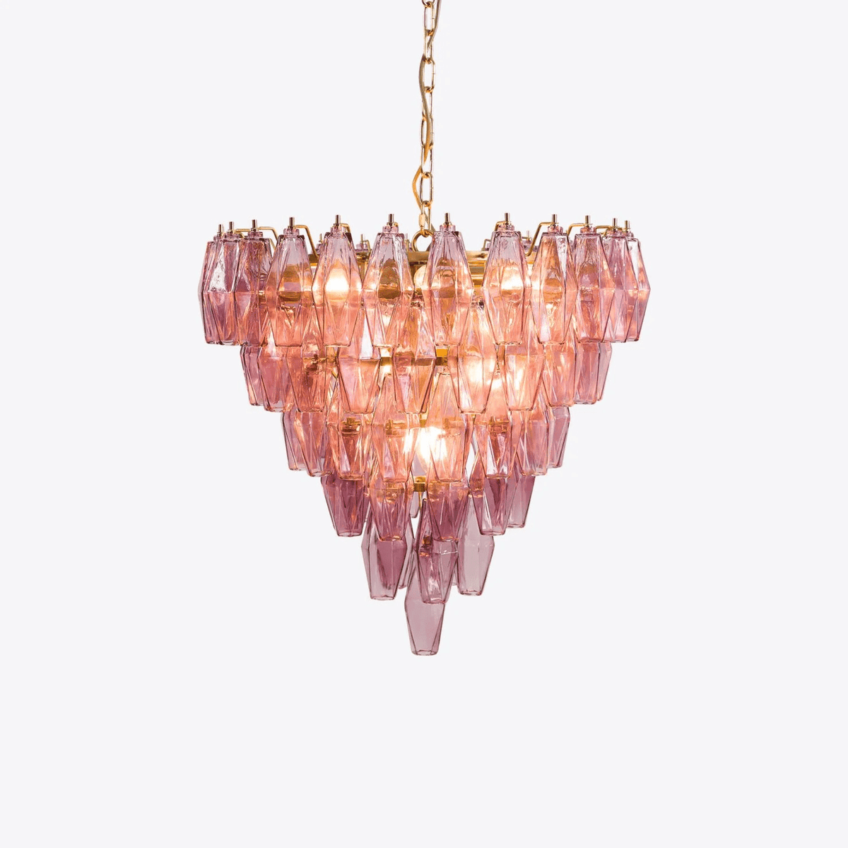 Asti Glass Prism Chandelier in Gold Finish for Modern Interiors