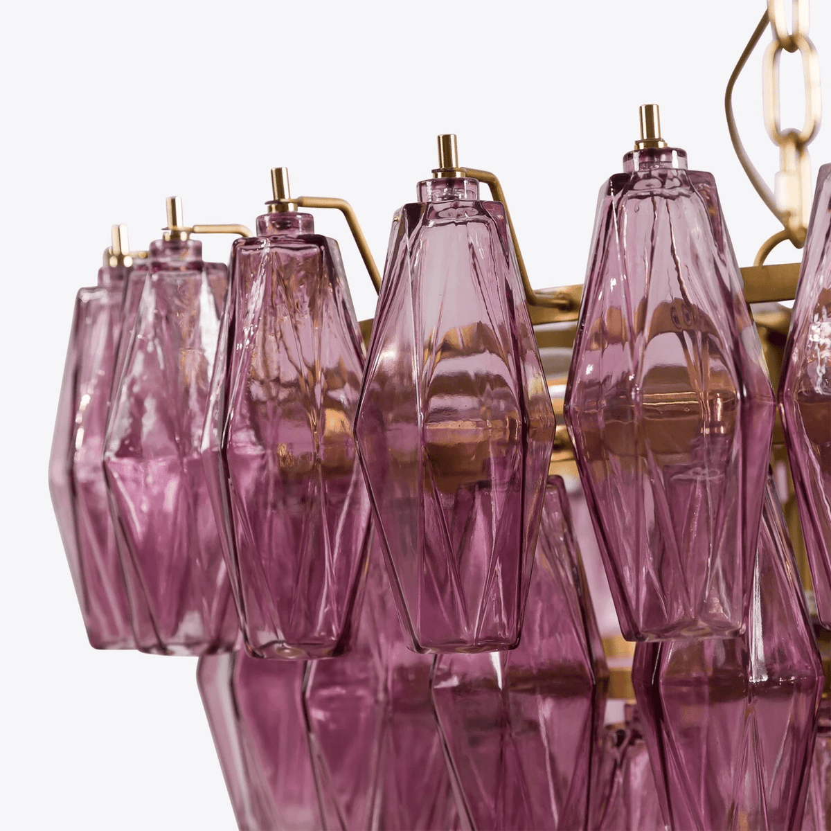 Asti Glass Prism Chandelier in Gold Finish for Modern Interiors