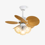 Palmera Bloom Ceiling Fan with Light, Coastal Leaf Blades & Scalloped Glass Shades