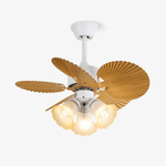 Palmera Bloom Ceiling Fan with Light, Coastal Leaf Blades & Scalloped Glass Shades