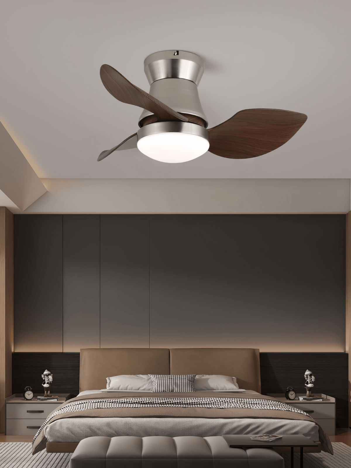 Solano Bloom Ceiling Fan Light with LED, Walnut Finish