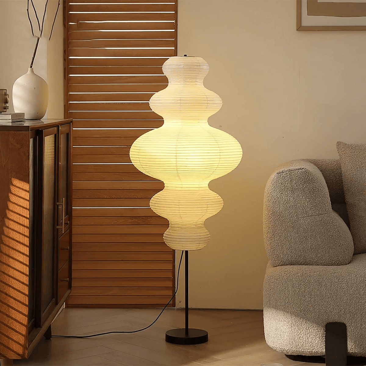 Chigiri Paper Tower Floor Lamp – Handmade Washi Paper Lantern Floor Light