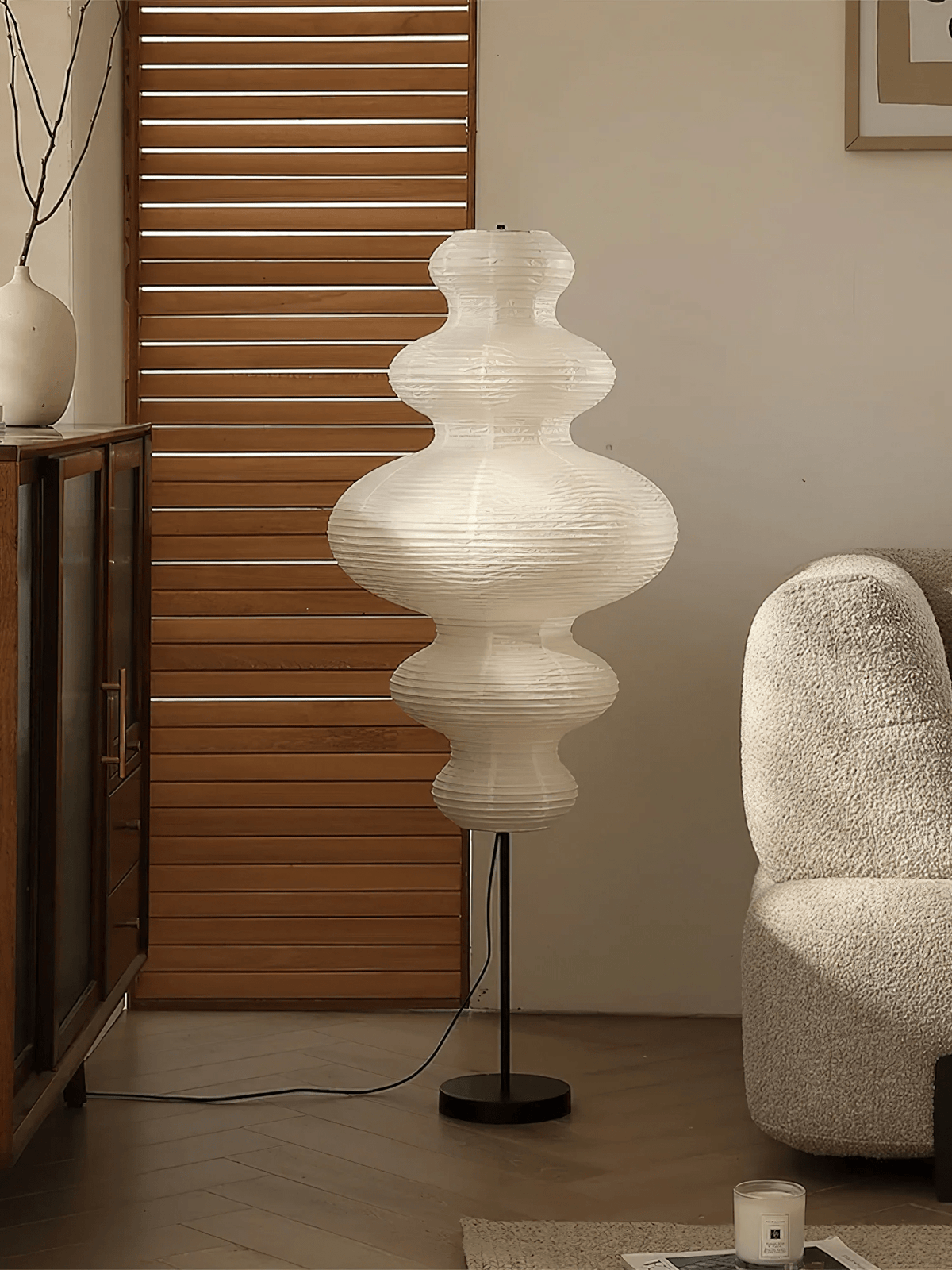Chigiri Paper Tower Floor Lamp – Handmade Washi Paper Lantern Floor Light