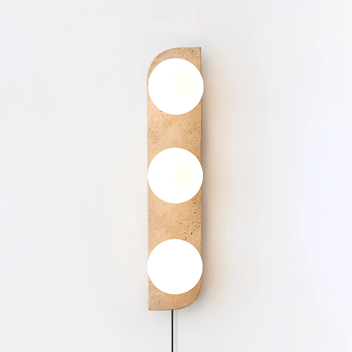 Elysian Travertine Plug-in Wall Sconce with Glass Globes