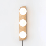 Elysian Travertine Plug-in Wall Sconce with Glass Globes