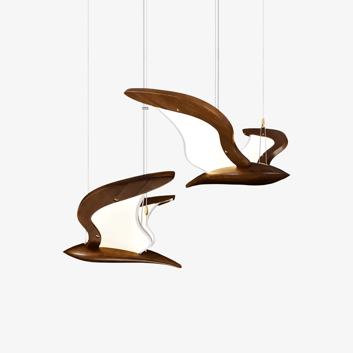 Avina Wing Pendant Light – Sculptural Wood LED Chandelier for Modern Interiors