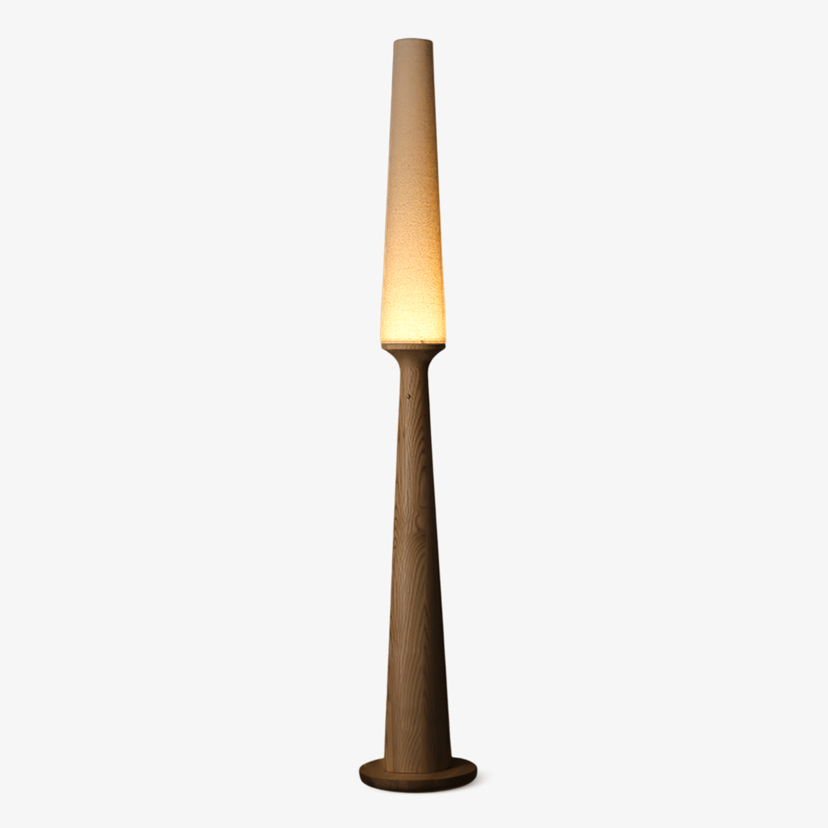 Sora Totem Floor Lamp — Sculptural Solid Wood Base with Fabric Shade