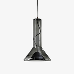 Swirl Glass Pendant Light – Modern Smoke Gray LED Chandelier for Dining Room and Entryway