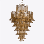 Amber Petalo Chandelier – Modern Brass & Glass Pendant Light