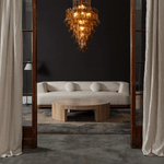 Amber Petalo Chandelier – Modern Brass & Glass Pendant Light