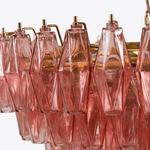 Pink Faceted Glass Drop Chandelier in Polished Gold