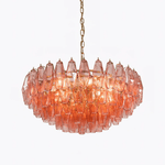Pink Faceted Glass Drop Chandelier in Polished Gold