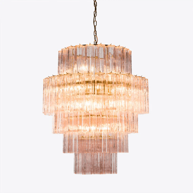 Rina Firenze Five-Tier Glass Chandelier in Polished Gold